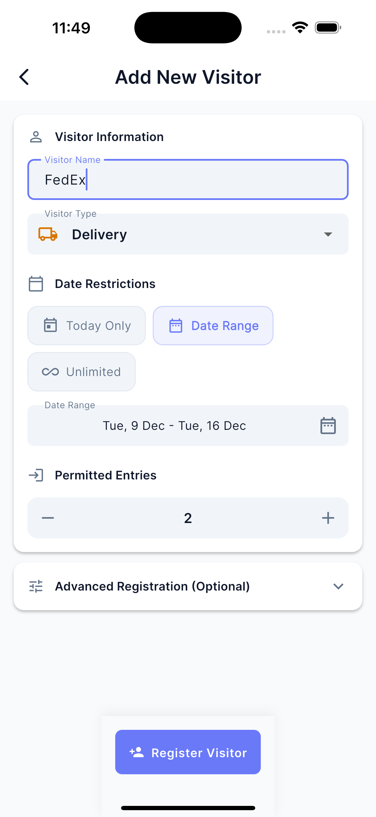 Portun - Add Visitor